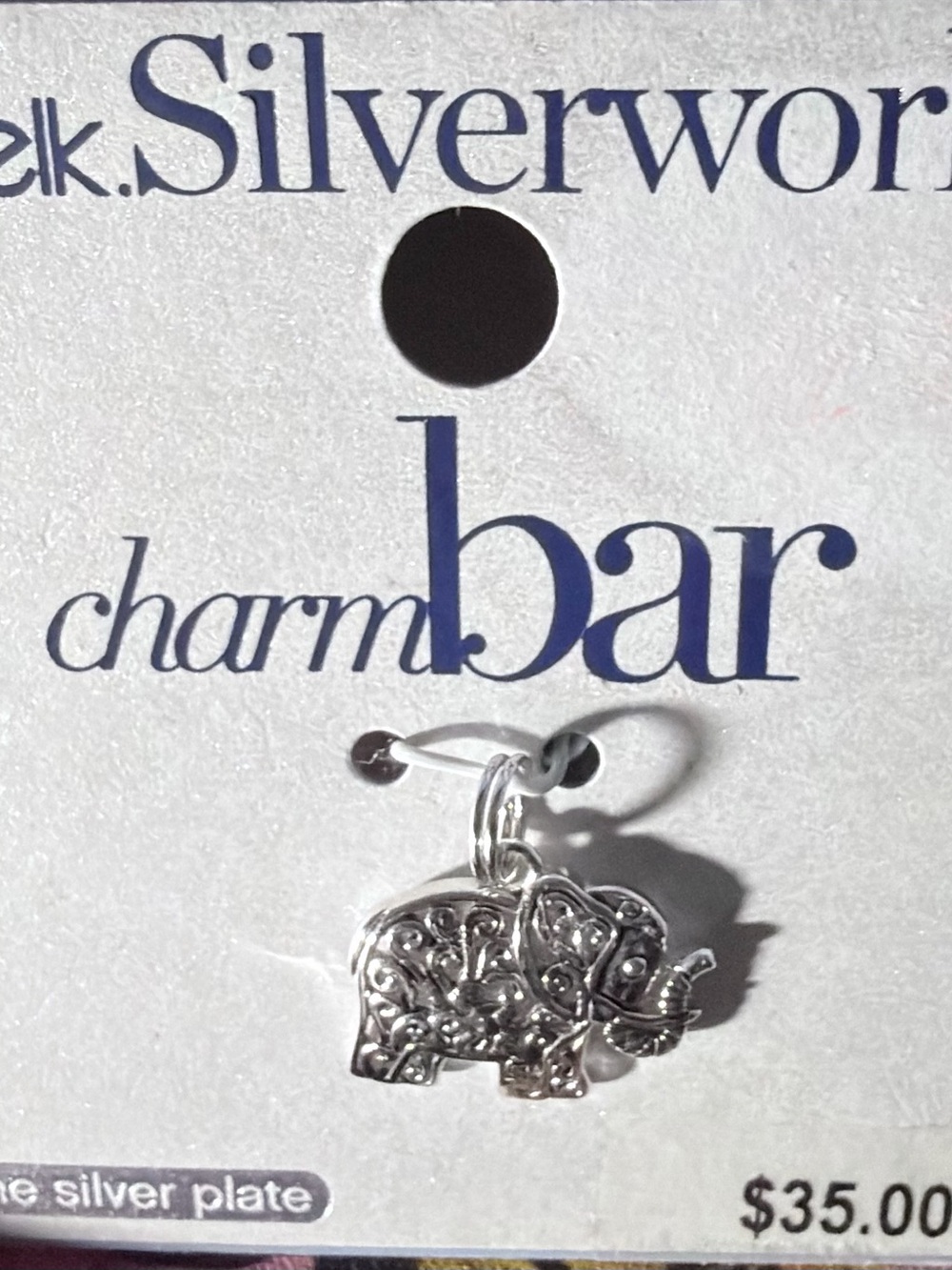 Silver Elephant Charm Pendant - Charm Bar